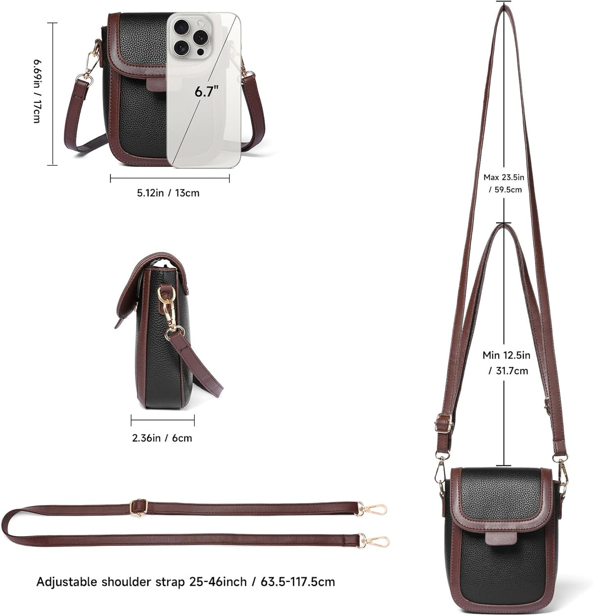 Small Crossbody Bags for Women Leather Cell Phone Purse Bag Wallet with RFID Blocking Credit Card Slots