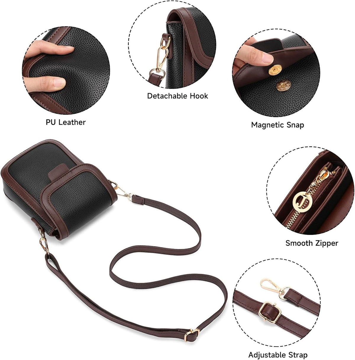 Small Crossbody Bags for Women Leather Cell Phone Purse Bag Wallet with RFID Blocking Credit Card Slots