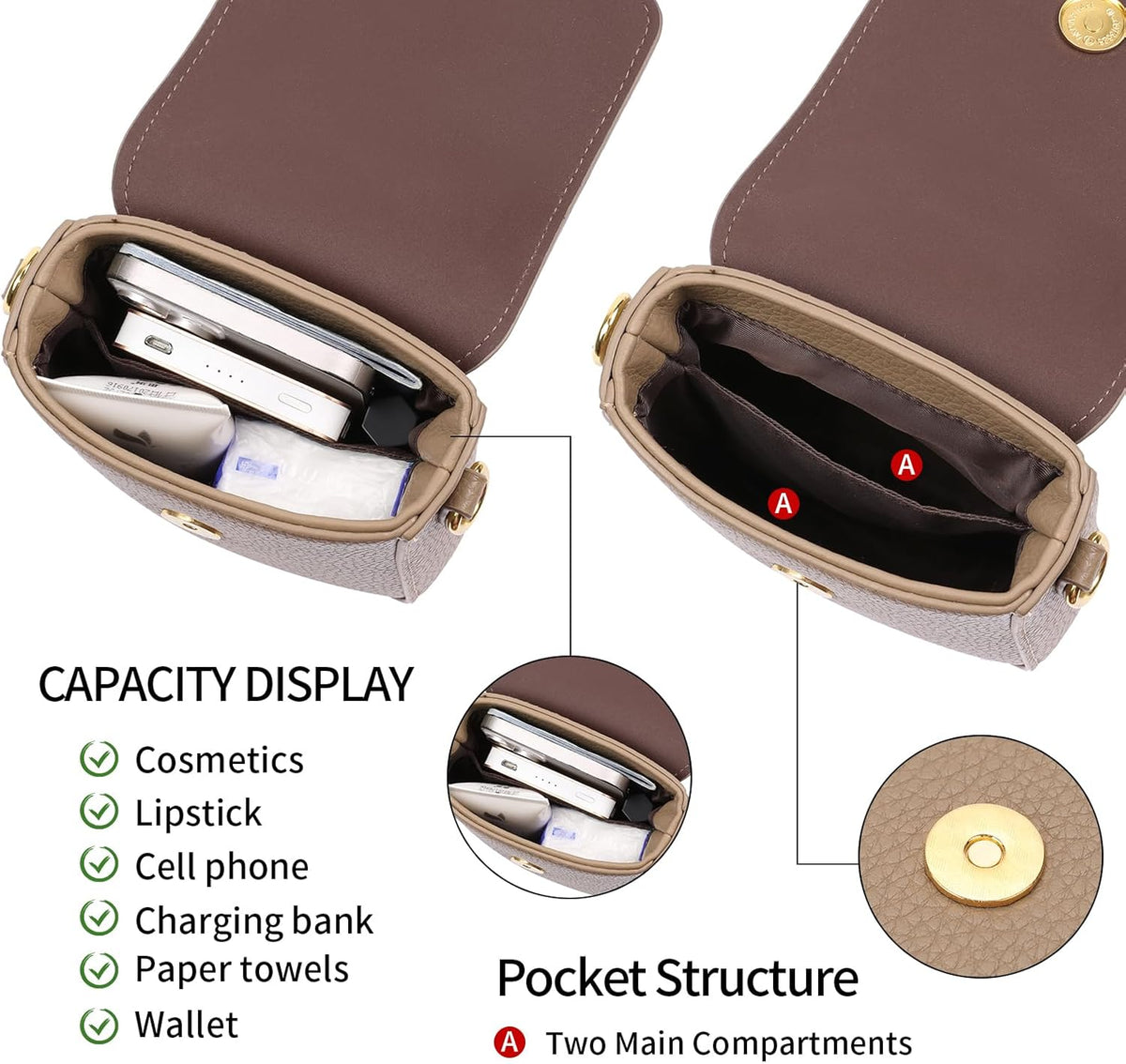 Small Crossbody Bags for Women Leather Cell Phone Purse Bag Wallet with RFID Blocking Credit Card Slots