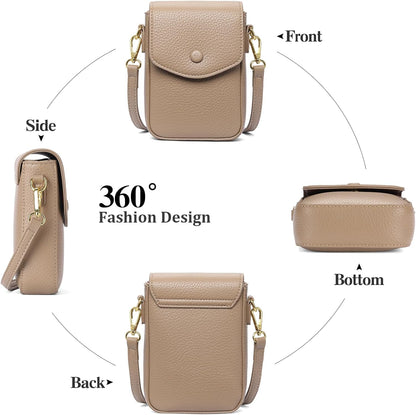 Small Crossbody Bags for Women Leather Cell Phone Purse Bag Wallet with RFID Blocking Credit Card Slots