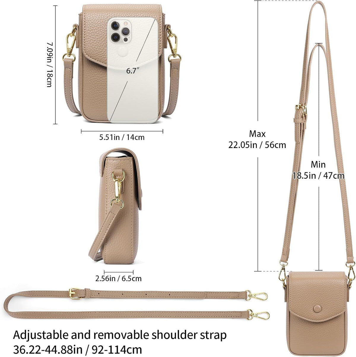 Small Crossbody Bags for Women Leather Cell Phone Purse Bag Wallet with RFID Blocking Credit Card Slots