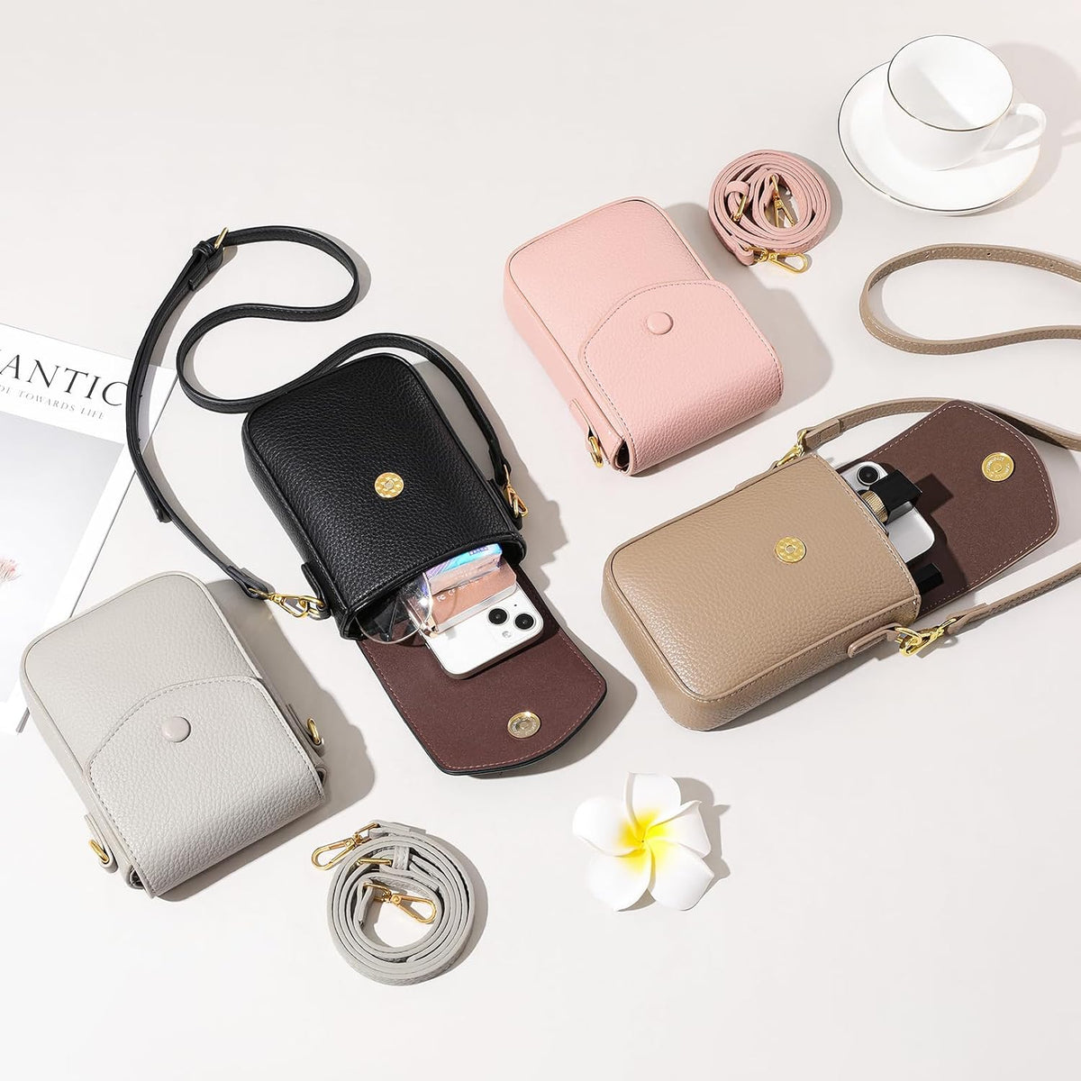 Small Crossbody Bags for Women Leather Cell Phone Purse Bag Wallet with RFID Blocking Credit Card Slots