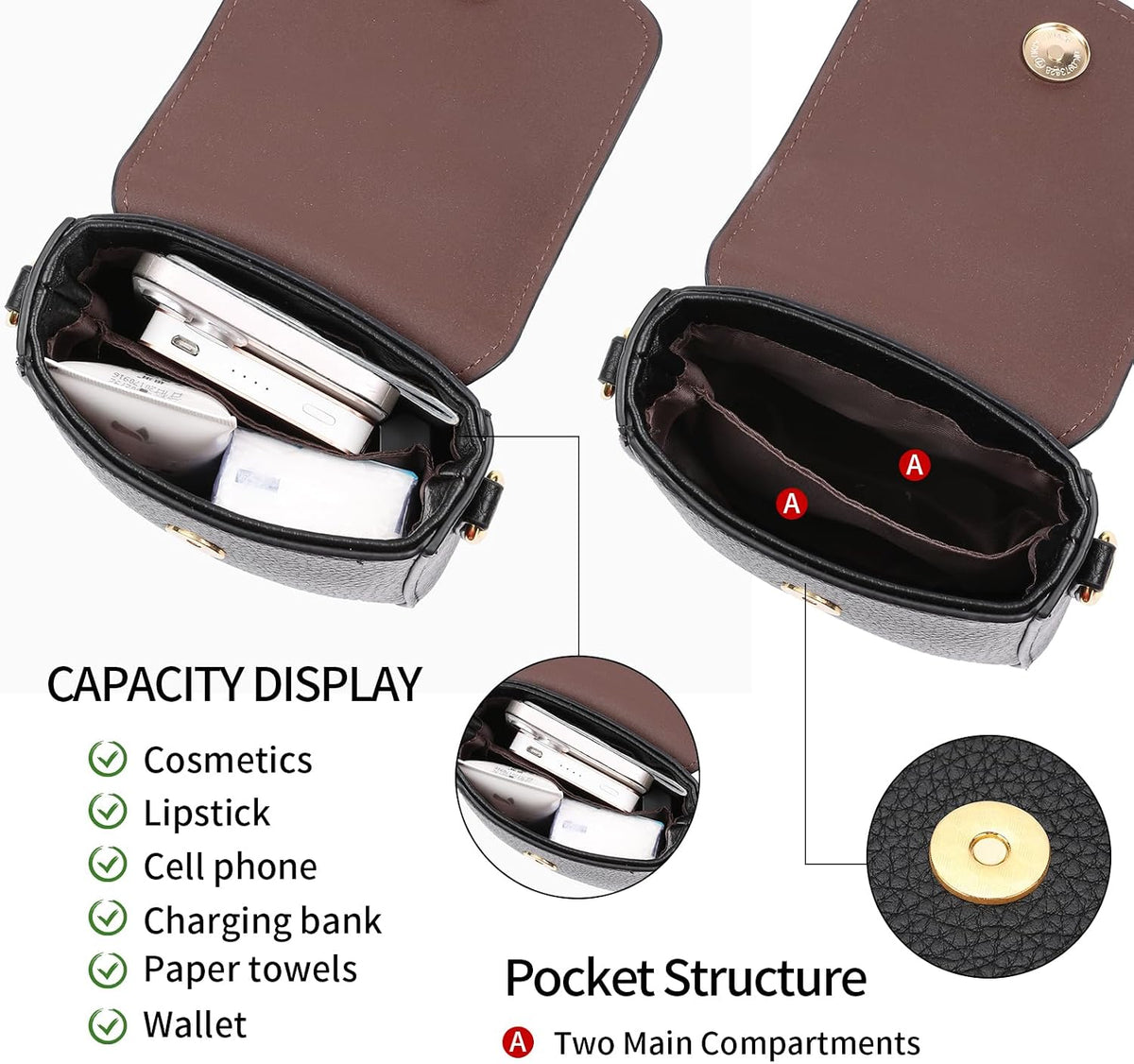 Small Crossbody Bags for Women Leather Cell Phone Purse Bag Wallet with RFID Blocking Credit Card Slots