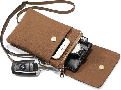 Small Crossbody Bags for Women Leather Cell Phone Purse Bag Wallet with RFID Blocking Credit Card Slots