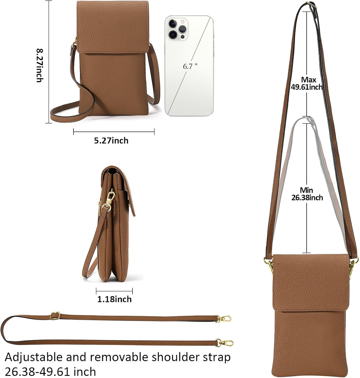 Small Crossbody Bags for Women Leather Cell Phone Purse Bag Wallet with RFID Blocking Credit Card Slots