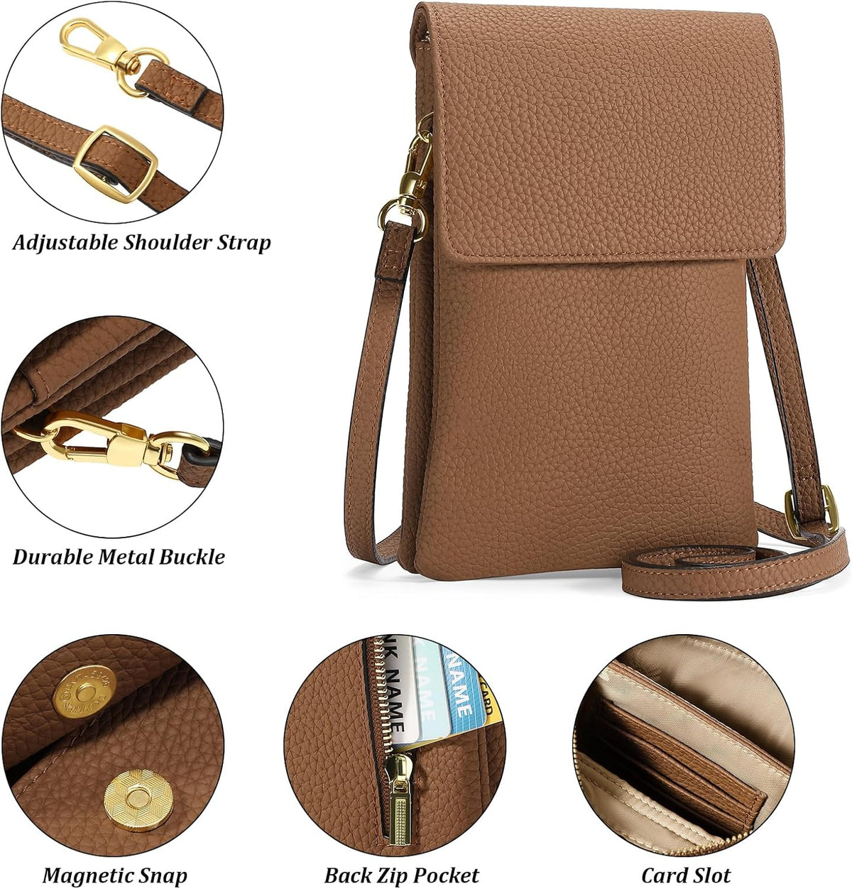 Small Crossbody Bags for Women Leather Cell Phone Purse Bag Wallet with RFID Blocking Credit Card Slots