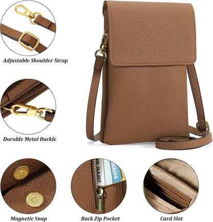 Small Crossbody Bags for Women Leather Cell Phone Purse Bag Wallet with RFID Blocking Credit Card Slots