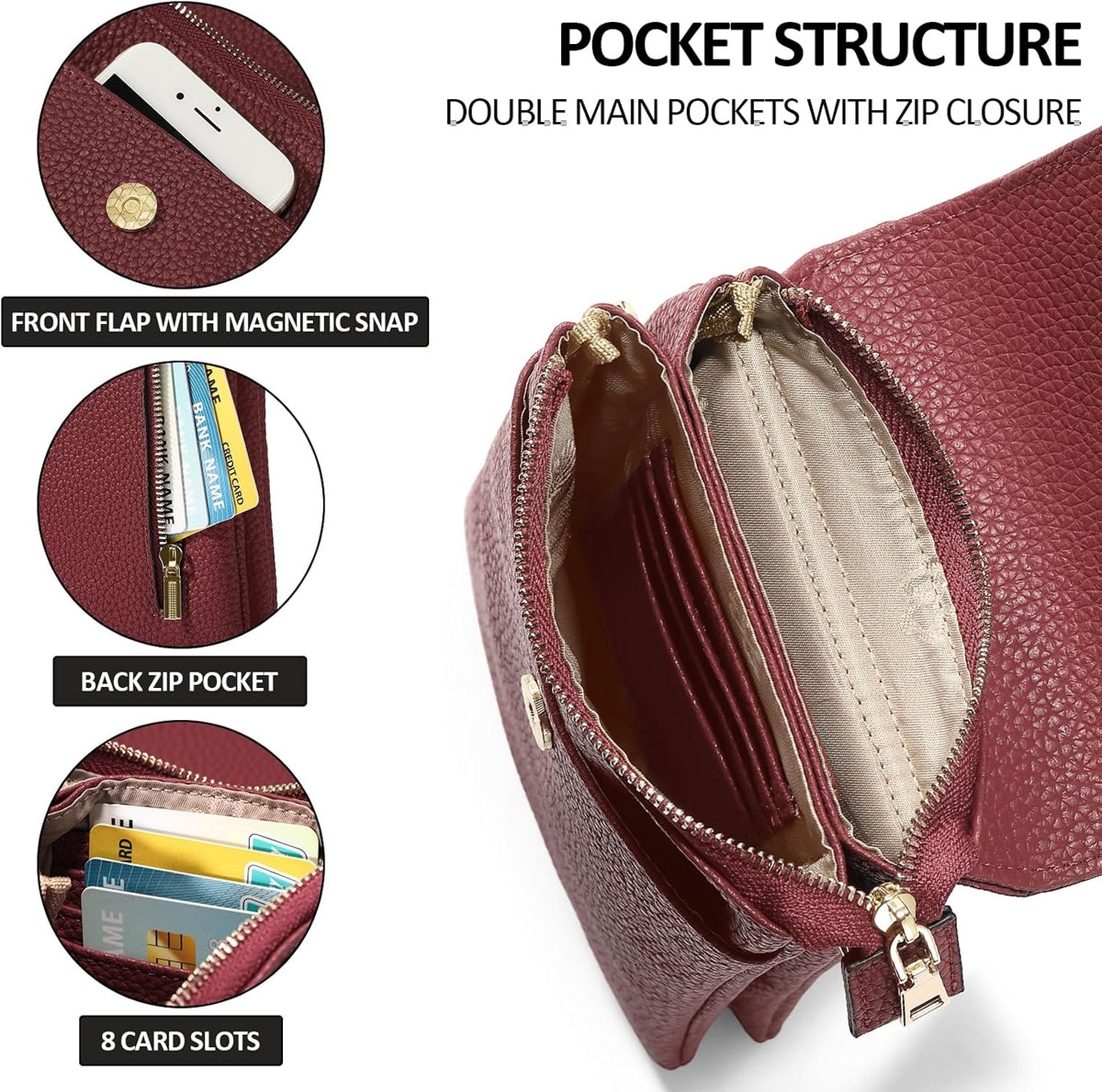 Small Crossbody Bags for Women Leather Cell Phone Purse Bag Wallet with RFID Blocking Credit Card Slots