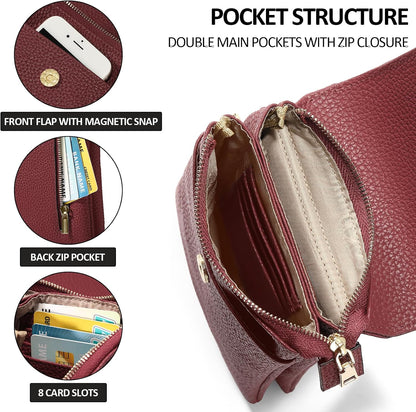 Small Crossbody Bags for Women Leather Cell Phone Purse Bag Wallet with RFID Blocking Credit Card Slots