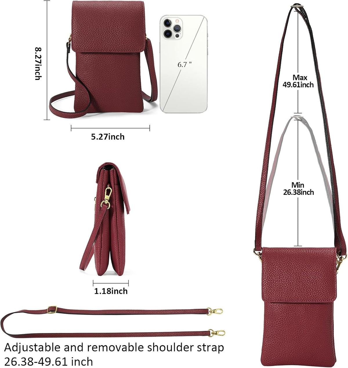 Small Crossbody Bags for Women Leather Cell Phone Purse Bag Wallet with RFID Blocking Credit Card Slots