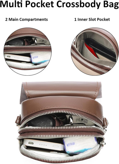 Small Crossbody Bags for Women Leather Cell Phone Purse Bag Wallet with RFID Blocking Credit Card Slots