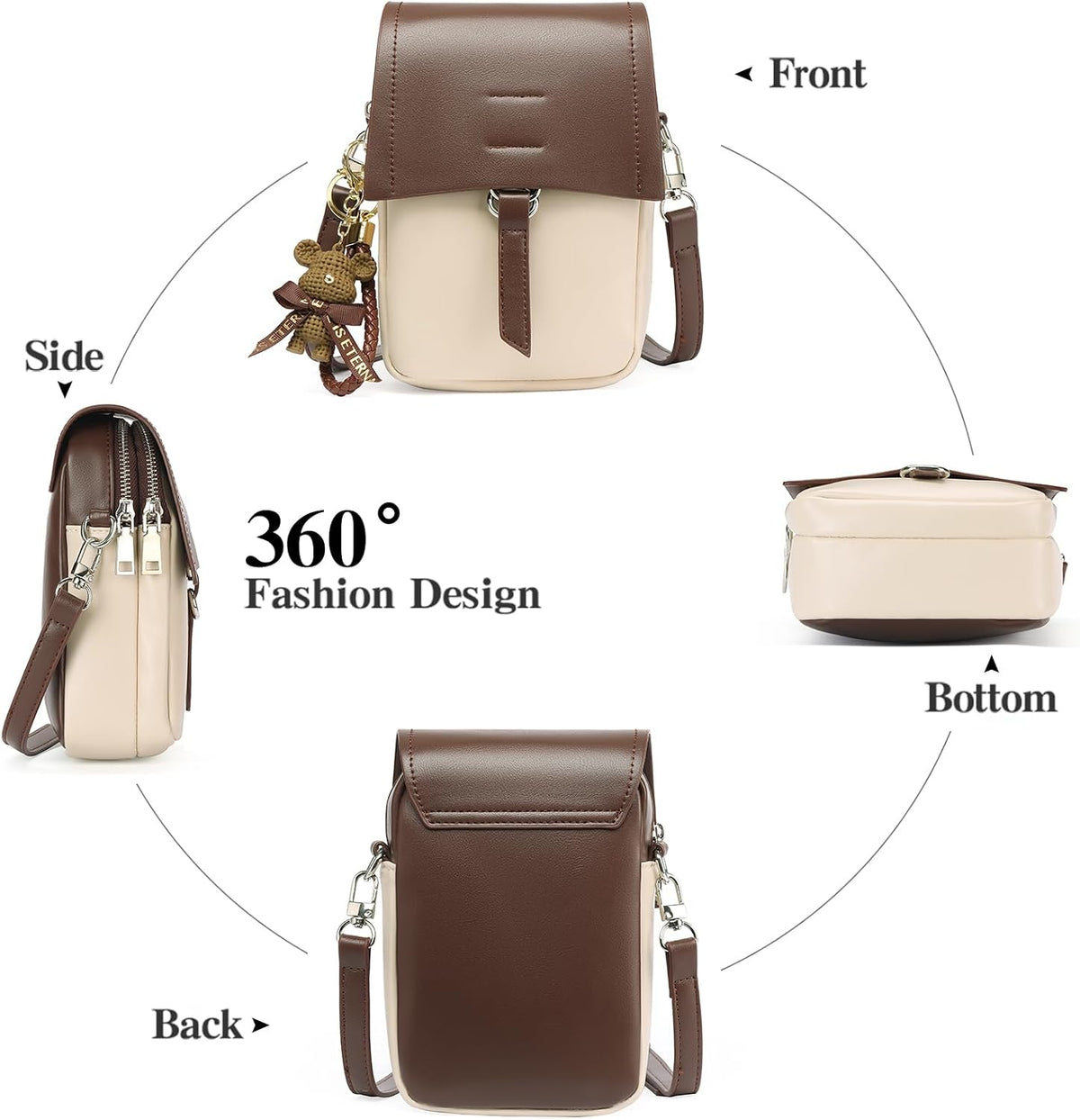 Small Crossbody Bags for Women Leather Cell Phone Purse Bag Wallet with RFID Blocking Credit Card Slots