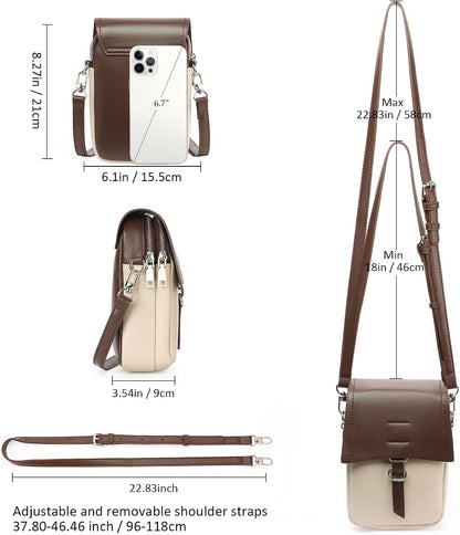 Small Crossbody Bags for Women Leather Cell Phone Purse Bag Wallet with RFID Blocking Credit Card Slots