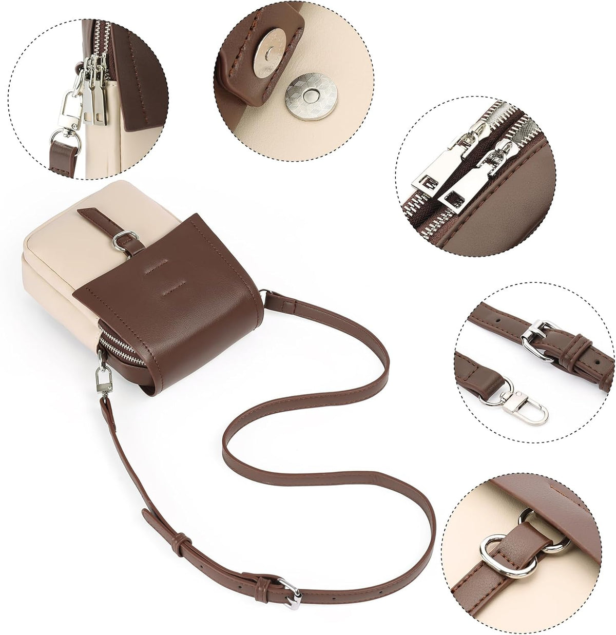 Small Crossbody Bags for Women Leather Cell Phone Purse Bag Wallet with RFID Blocking Credit Card Slots