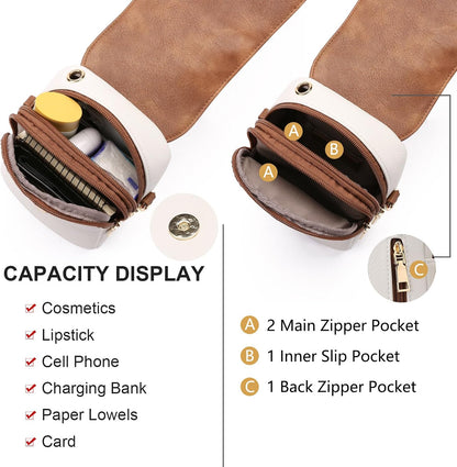 Small Crossbody Bags for Women Leather Cell Phone Purse Bag Wallet with RFID Blocking Credit Card Slots
