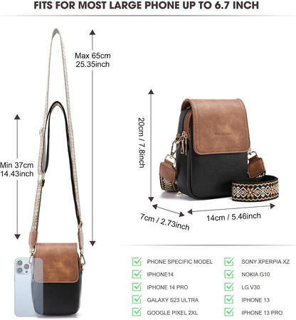 Small Crossbody Bags for Women Leather Cell Phone Purse Bag Wallet with RFID Blocking Credit Card Slots