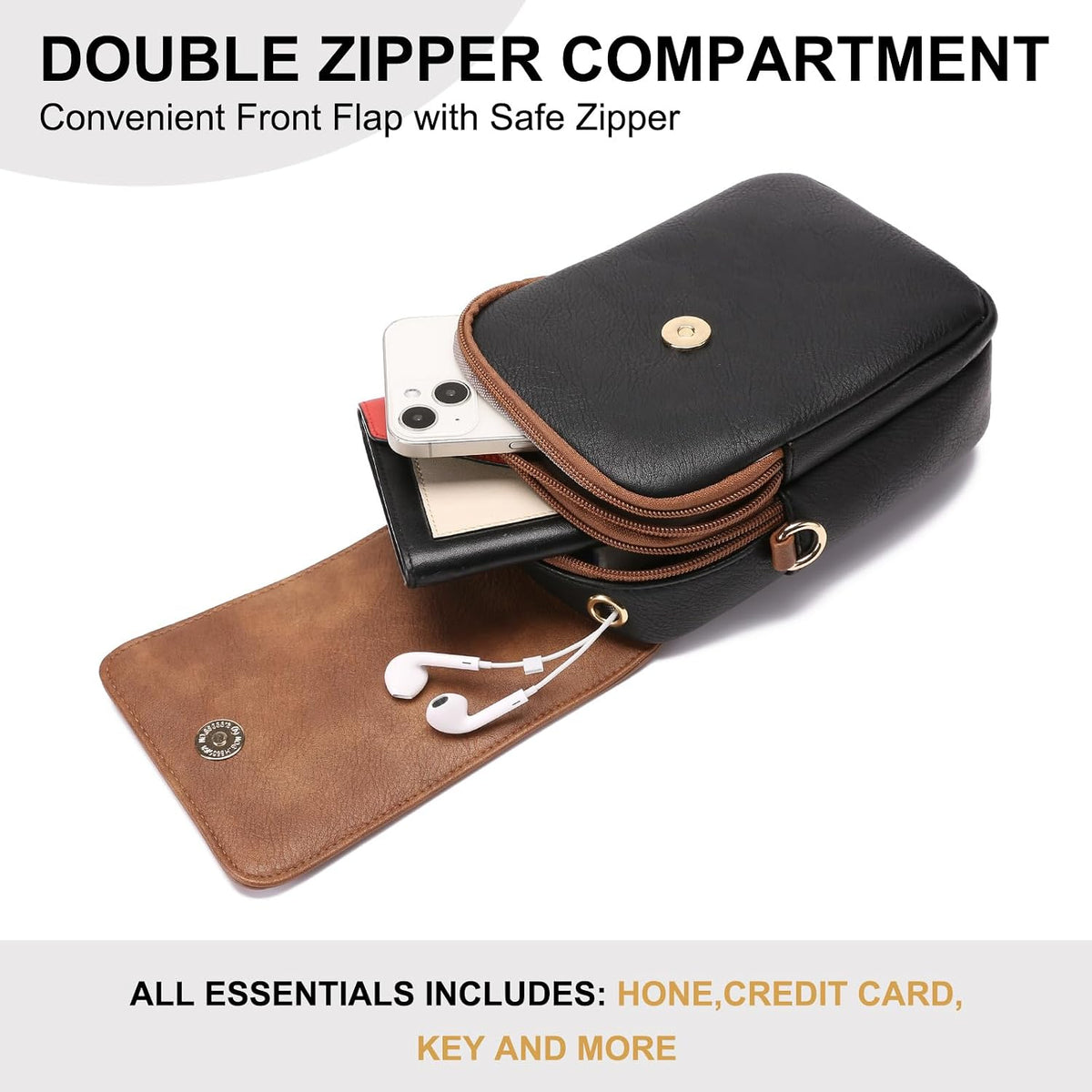 Small Crossbody Bags for Women Leather Cell Phone Purse Bag Wallet with RFID Blocking Credit Card Slots