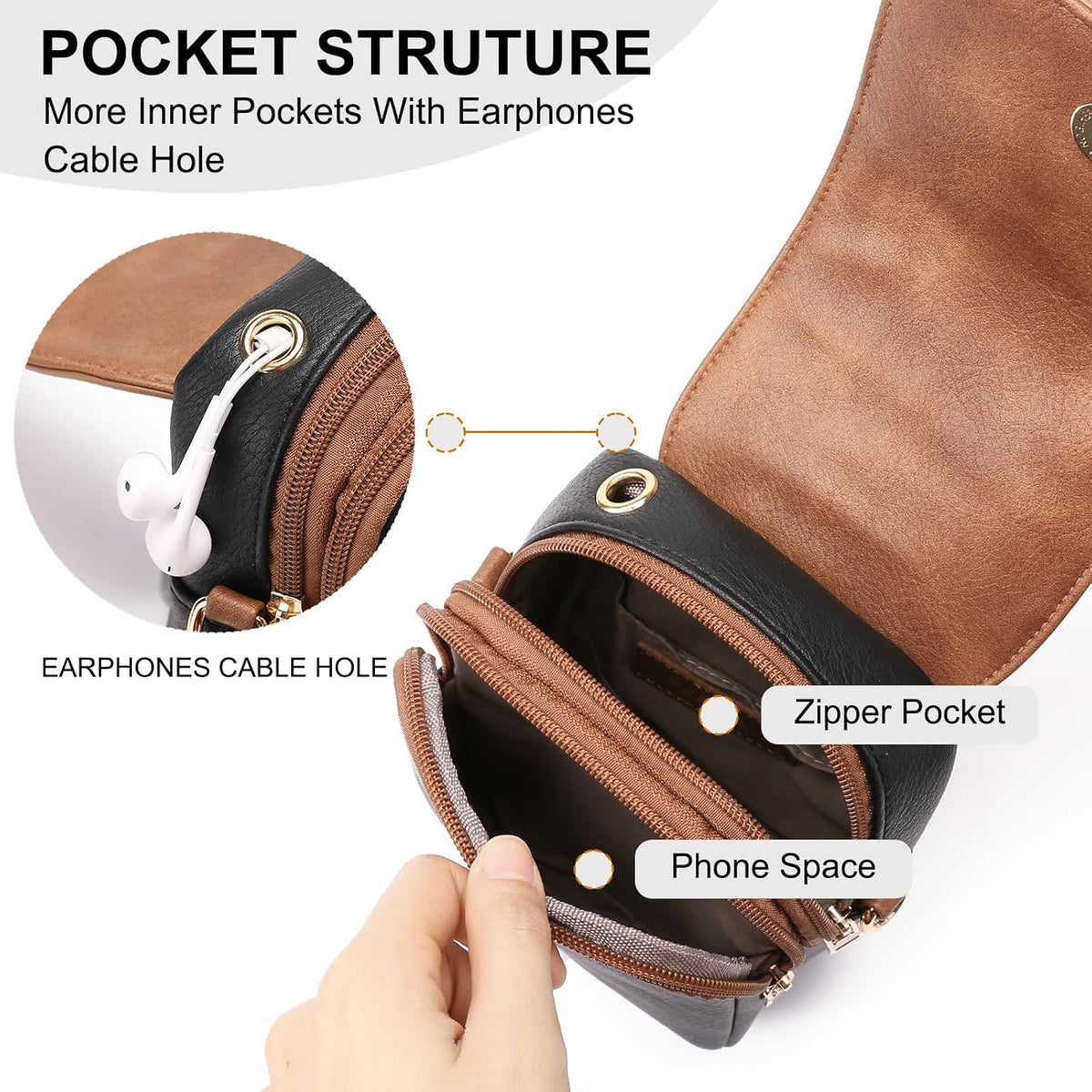 Small Crossbody Bags for Women Leather Cell Phone Purse Bag Wallet with RFID Blocking Credit Card Slots