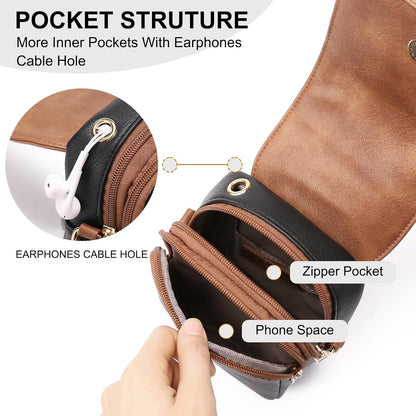 Small Crossbody Bags for Women Leather Cell Phone Purse Bag Wallet with RFID Blocking Credit Card Slots