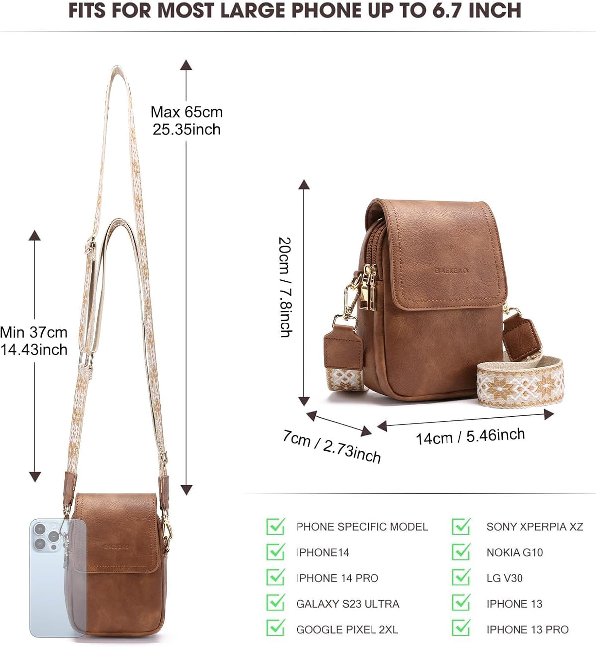 Small Crossbody Bags for Women Leather Cell Phone Purse Bag Wallet with RFID Blocking Credit Card Slots