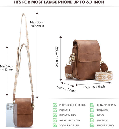 Small Crossbody Bags for Women Leather Cell Phone Purse Bag Wallet with RFID Blocking Credit Card Slots