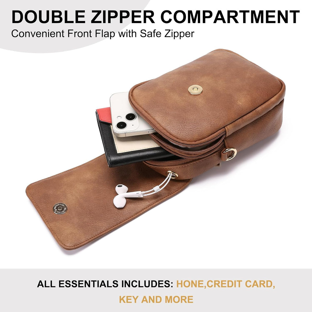 Small Crossbody Bags for Women Leather Cell Phone Purse Bag Wallet with RFID Blocking Credit Card Slots