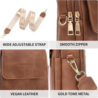 Small Crossbody Bags for Women Leather Cell Phone Purse Bag Wallet with RFID Blocking Credit Card Slots