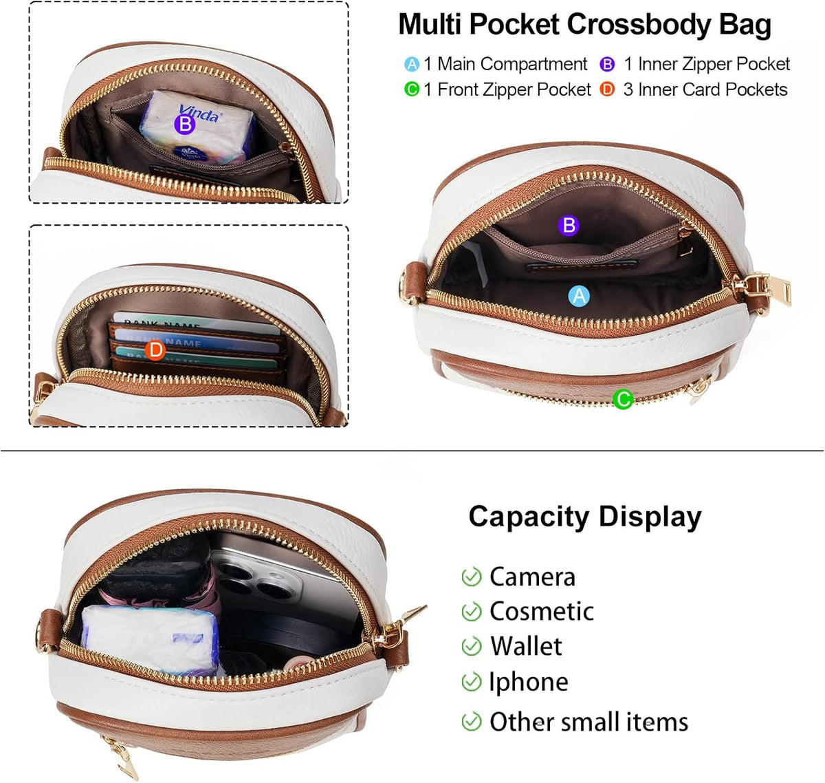 Small Crossbody Bags for Women Leather Cell Phone Purse Bag Wallet with RFID Blocking Credit Card Slots