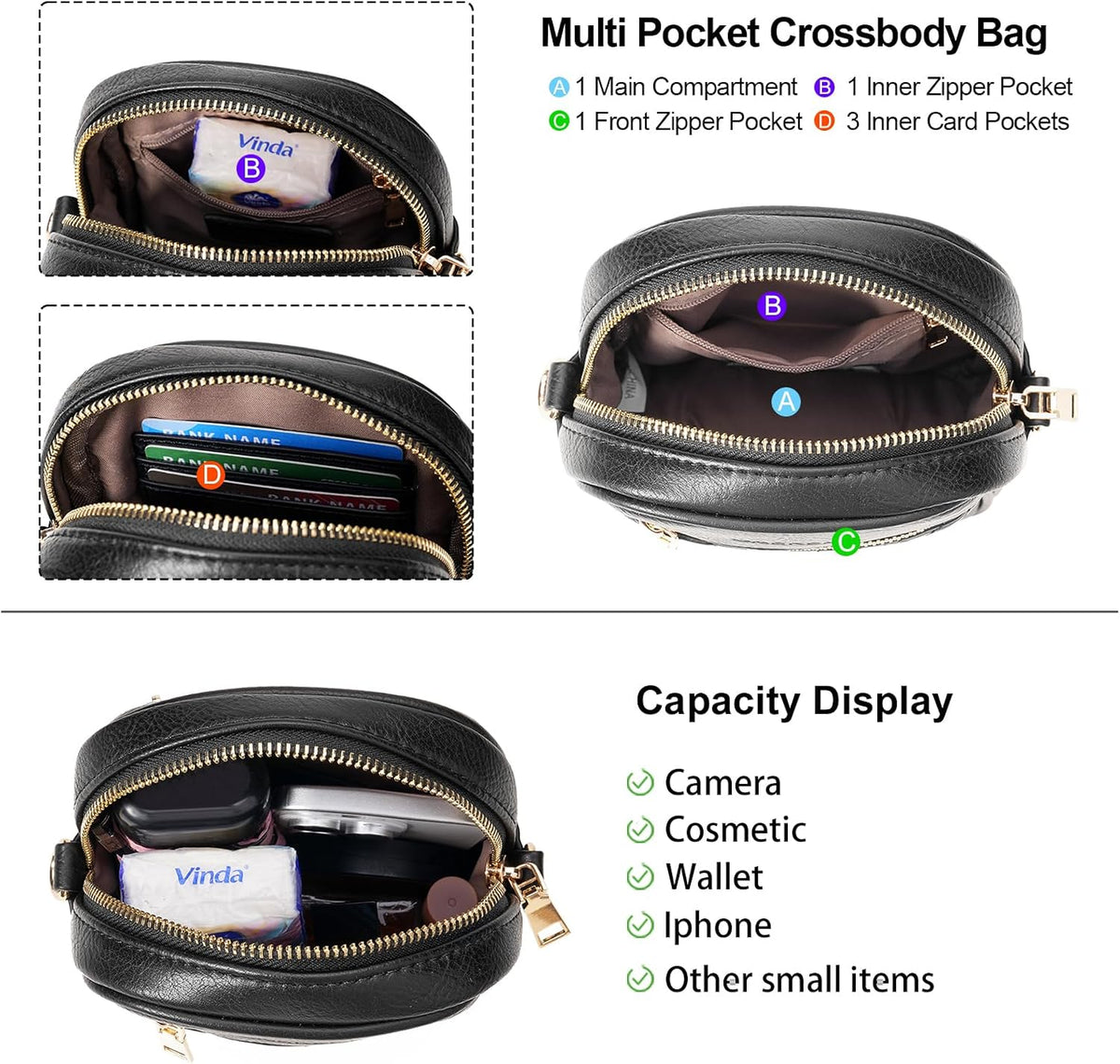 Small Crossbody Bags for Women Leather Cell Phone Purse Bag Wallet with RFID Blocking Credit Card Slots