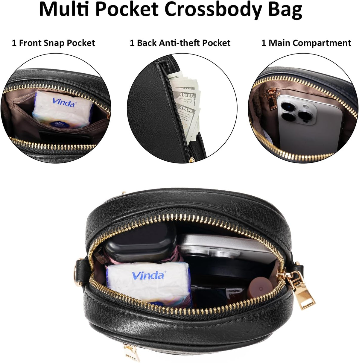 Small Crossbody Bags for Women Leather Cell Phone Purse Bag Wallet with RFID Blocking Credit Card Slots