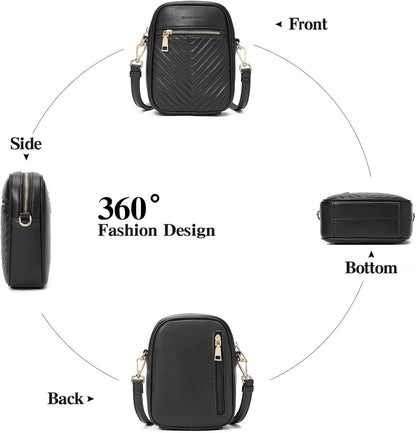 Small Crossbody Bags for Women Leather Cell Phone Purse Bag Wallet with RFID Blocking Credit Card Slots