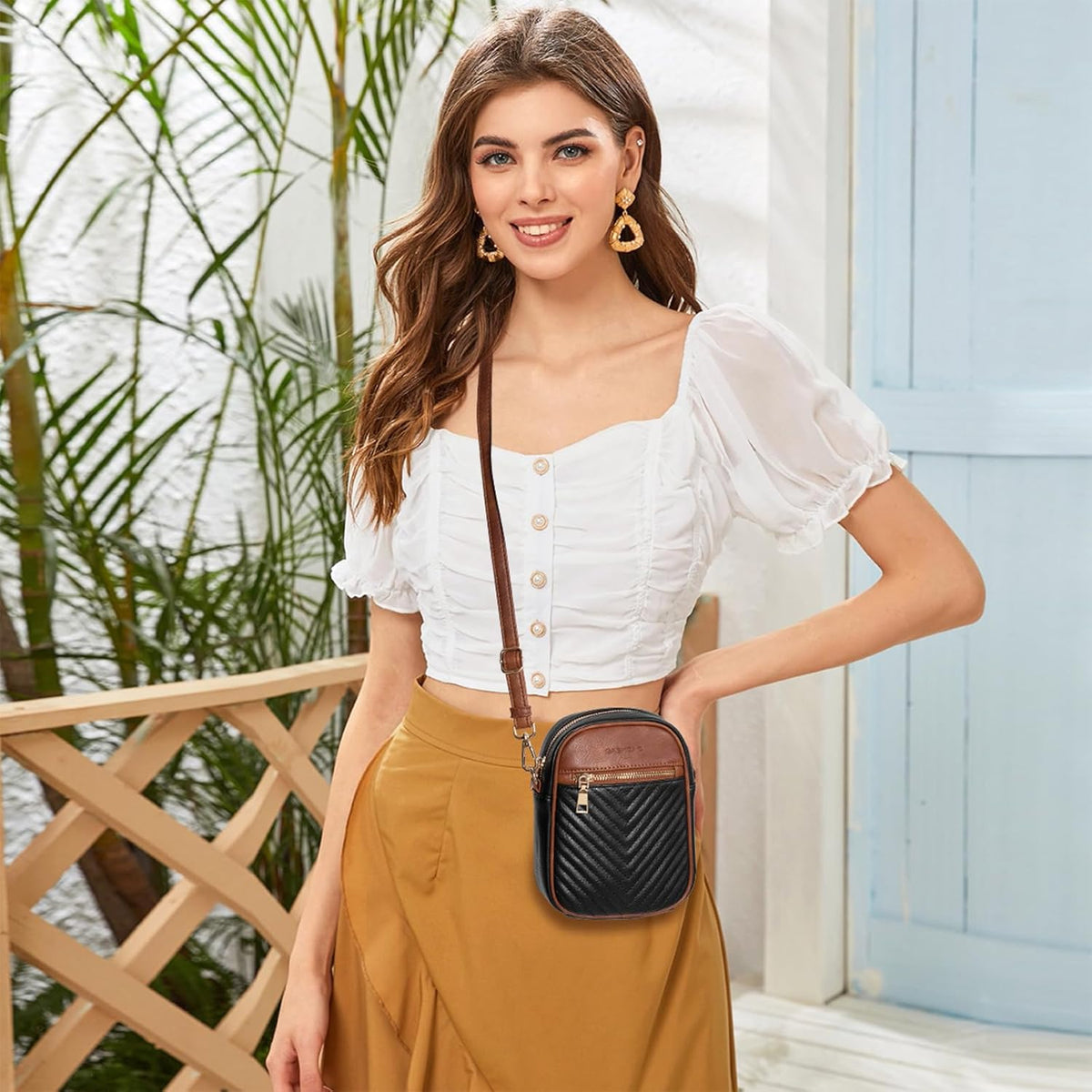 Small Crossbody Bags for Women Leather Cell Phone Purse Bag Wallet with RFID Blocking Credit Card Slots