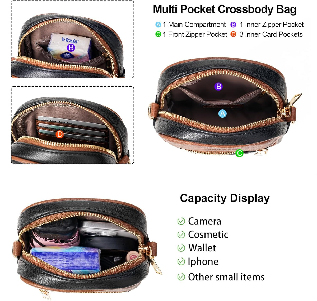 Small Crossbody Bags for Women Leather Cell Phone Purse Bag Wallet with RFID Blocking Credit Card Slots