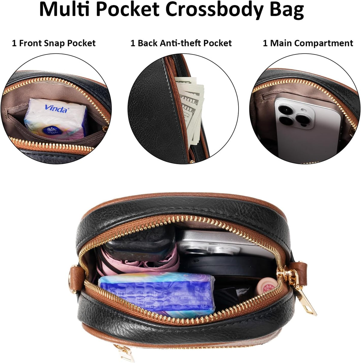 Small Crossbody Bags for Women Leather Cell Phone Purse Bag Wallet with RFID Blocking Credit Card Slots