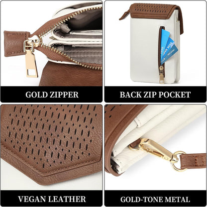 Small Crossbody Bags for Women Leather Cell Phone Purse Bag Wallet with RFID Blocking Credit Card Slots