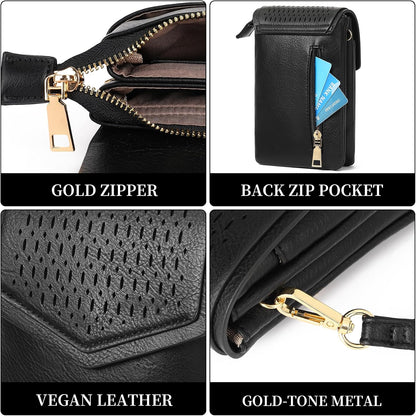 Small Crossbody Bags for Women Leather Cell Phone Purse Bag Wallet with RFID Blocking Credit Card Slots