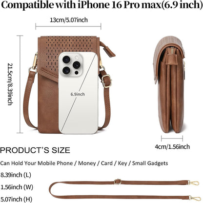 Small Crossbody Bags for Women Leather Cell Phone Purse Bag Wallet with RFID Blocking Credit Card Slots