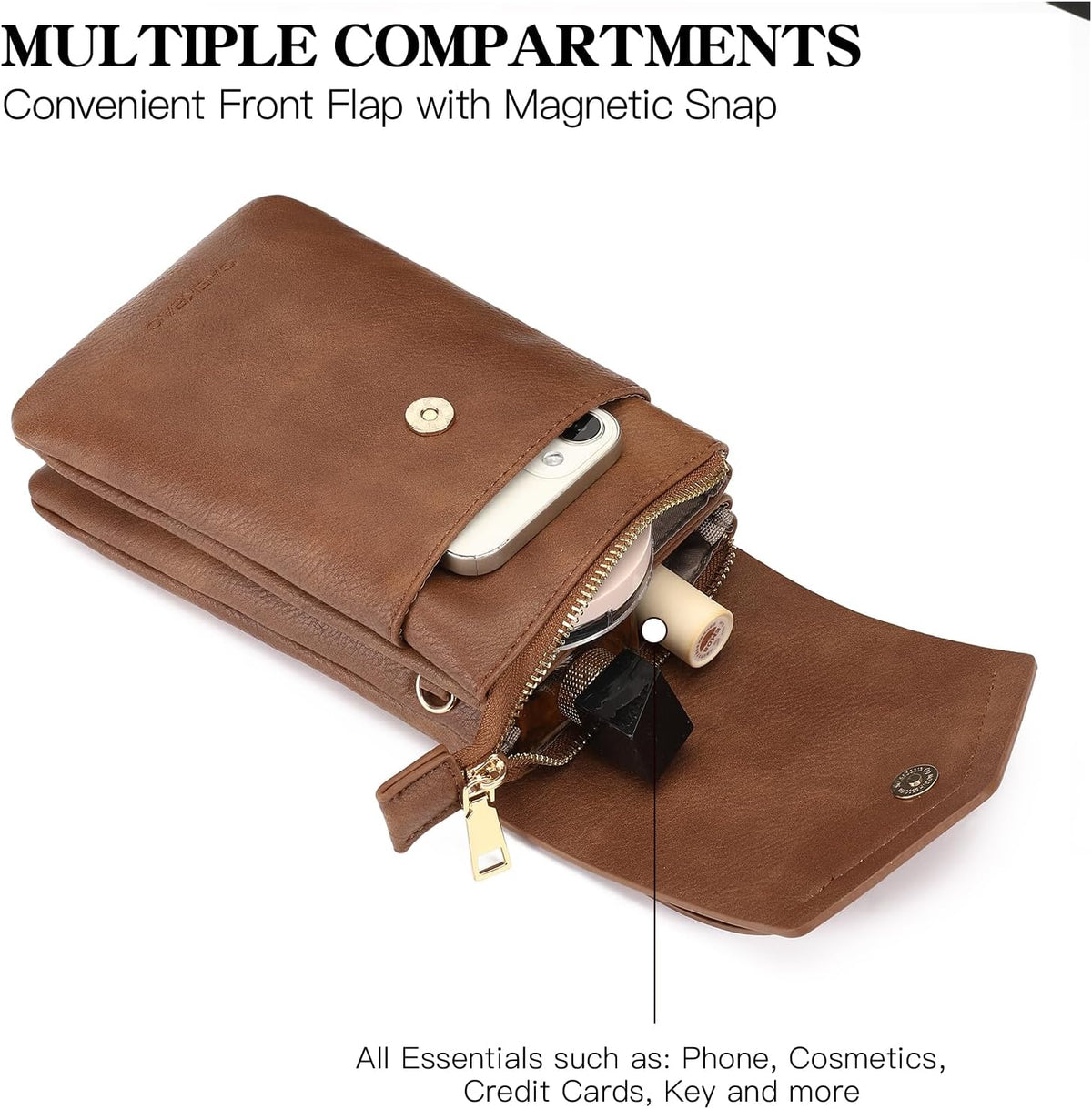 Small Crossbody Bags for Women Leather Cell Phone Purse Bag Wallet with RFID Blocking Credit Card Slots