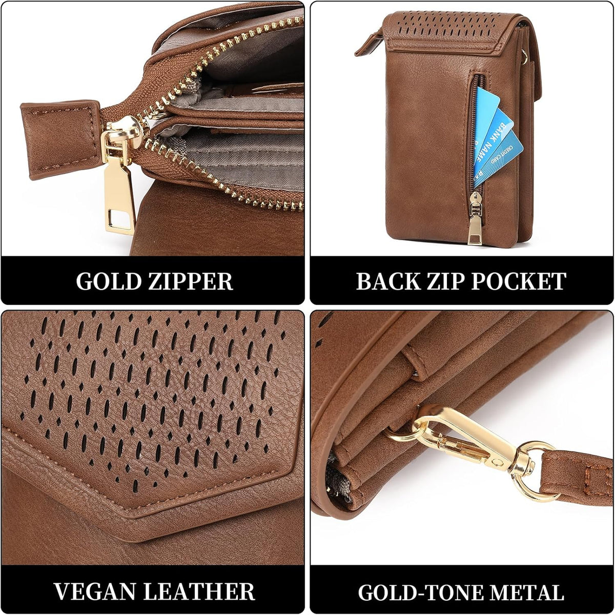 Small Crossbody Bags for Women Leather Cell Phone Purse Bag Wallet with RFID Blocking Credit Card Slots