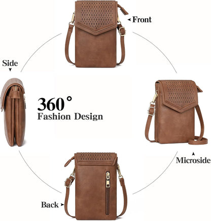 Small Crossbody Bags for Women Leather Cell Phone Purse Bag Wallet with RFID Blocking Credit Card Slots