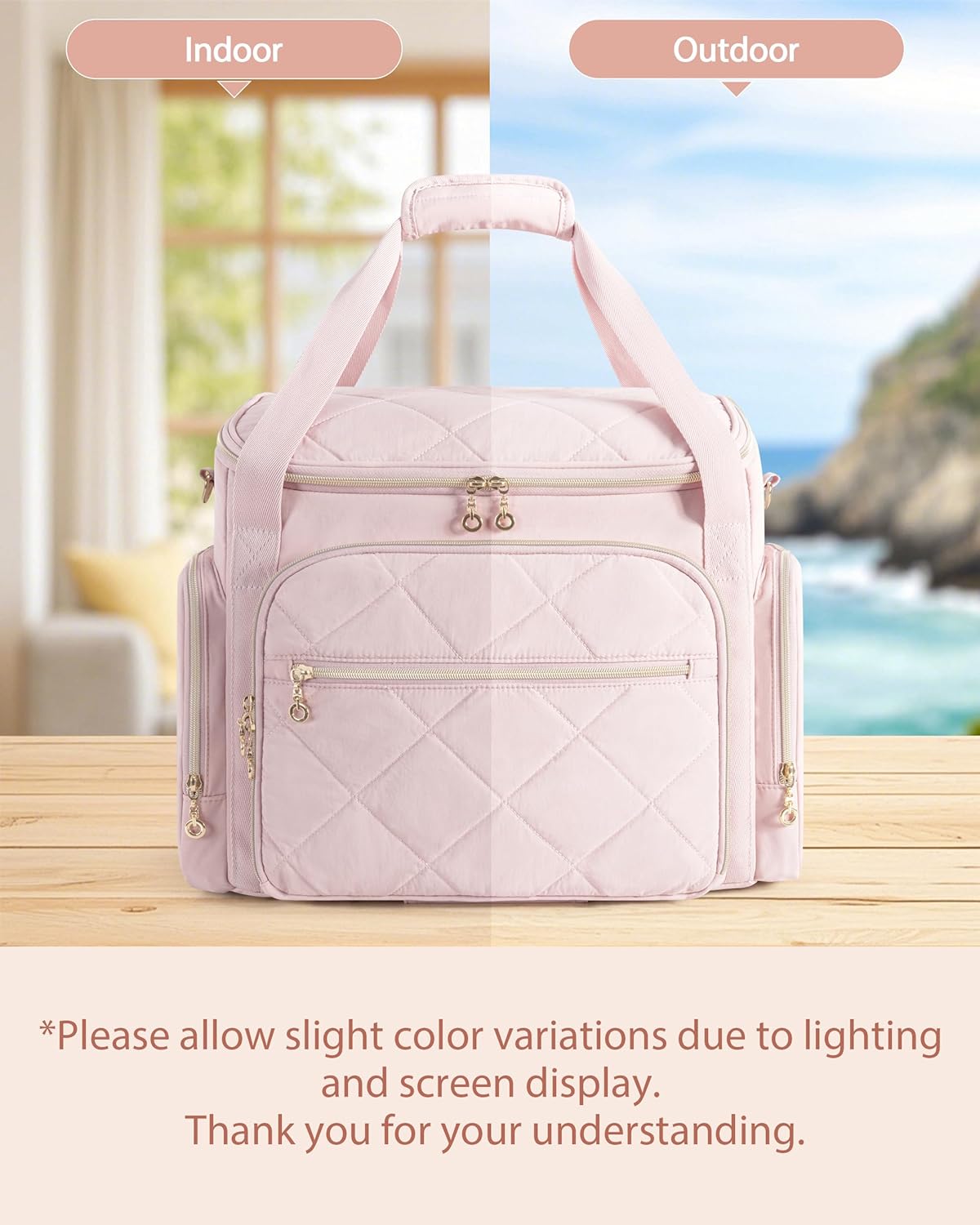 Rolling Teacher Bag with 15.6" Laptop Compartment, Wheeled Work Briefcase Tote with Detachable Trolley for Women, Pink