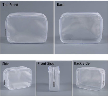 6 Pack Clear Toiletry Carry Pouch with Zipper Portable Plastic Waterproof Cosmetic Bag TSA Approved for Vacation Travel Bathroom and Organizing (White, Large)