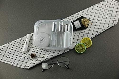 6 Pack Clear Toiletry Carry Pouch with Zipper Portable Plastic Waterproof Cosmetic Bag TSA Approved for Vacation Travel Bathroom and Organizing (White, Large)