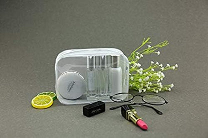 6 Pack Clear Toiletry Carry Pouch with Zipper Portable Plastic Waterproof Cosmetic Bag TSA Approved for Vacation Travel Bathroom and Organizing (White, Large)