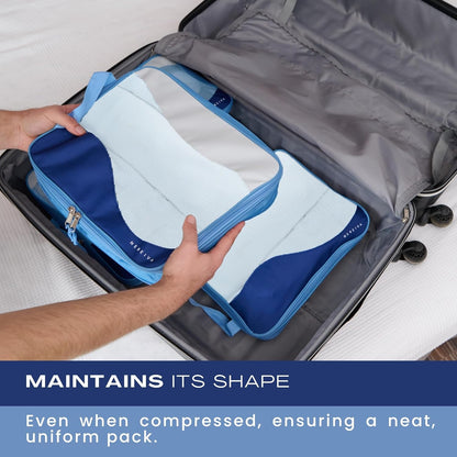 Compression Packing Cubes for Travel, Packing Cubes for Carry on Suitcases, Large Luggage Organizers 4-Pack, Travel Accessories Set for women, Tropical Teal