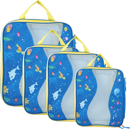 Compression Packing Cubes for Travel, Packing Cubes for Carry on Suitcases, Large Luggage Organizers 4-Pack, Travel Accessories Set for women, Tropical Teal