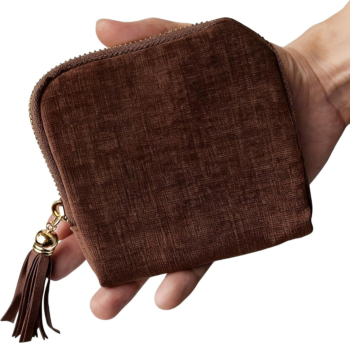 Travel Jewelry Case Soft Velvet Organizer Pouch 6 Layer Zipper Portable Jewelry Bag for Bracelet Rings Earrings Necklace Bangle Tangle-Free Storage Mini Travel Case Women Gifts-Red