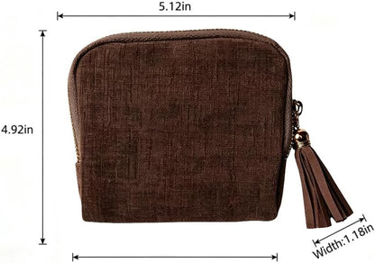 Travel Jewelry Case Soft Velvet Organizer Pouch 6 Layer Zipper Portable Jewelry Bag for Bracelet Rings Earrings Necklace Bangle Tangle-Free Storage Mini Travel Case Women Gifts-Red