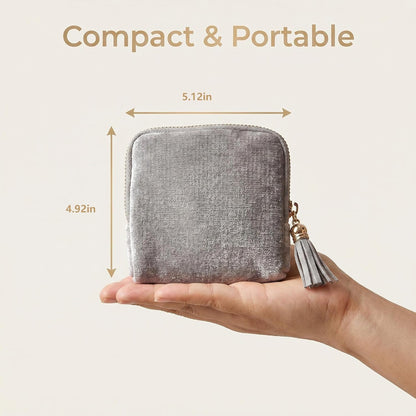 Travel Jewelry Case Soft Velvet Organizer Pouch 6 Layer Zipper Portable Jewelry Bag for Bracelet Rings Earrings Necklace Bangle Tangle-Free Storage Mini Travel Case Women Gifts-Red