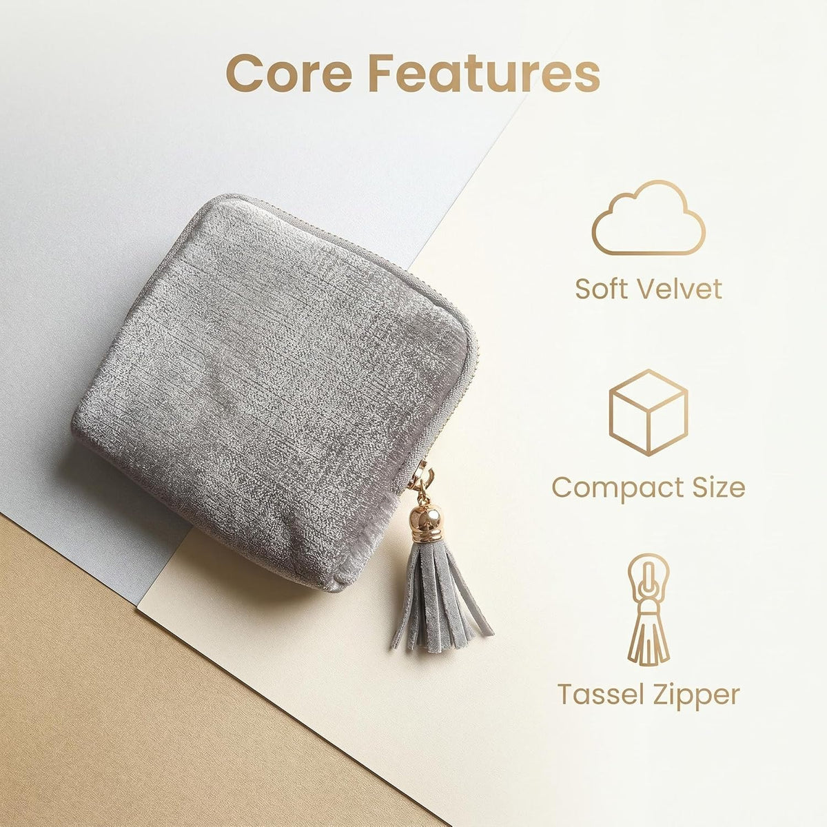 Travel Jewelry Case Soft Velvet Organizer Pouch 6 Layer Zipper Portable Jewelry Bag for Bracelet Rings Earrings Necklace Bangle Tangle-Free Storage Mini Travel Case Women Gifts-Red